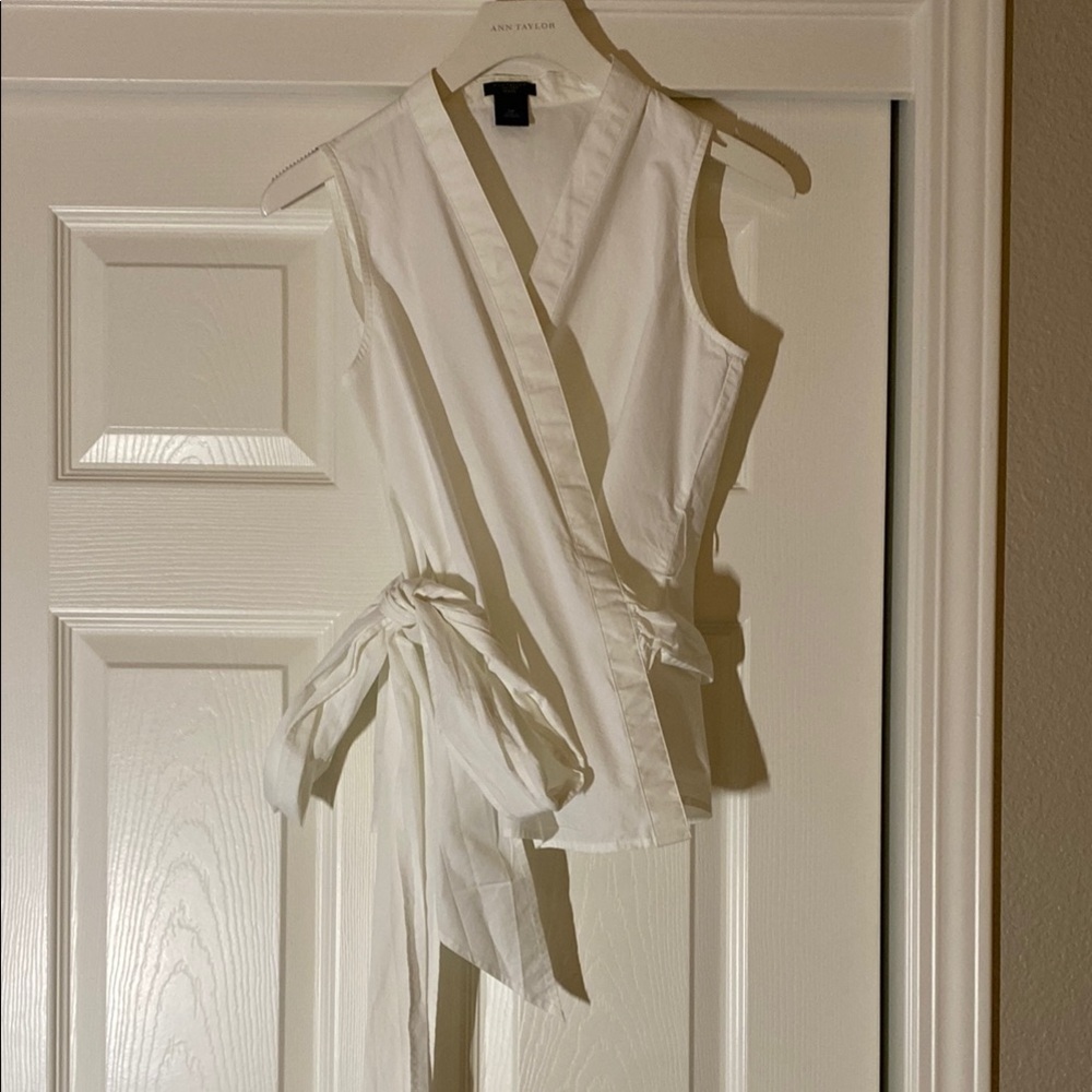 Ann Taylor White Wrap Blouse